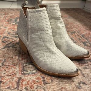 Jeffrey Campbell Textured White Leather Ankle Boots